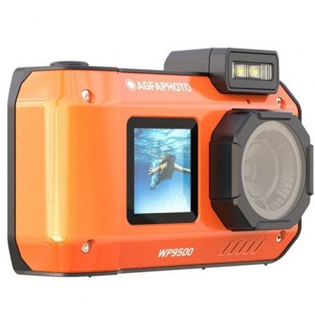 AgfaPhoto Realishot WP9500 Cámara Compacta Resistente al Agua, 5K Ultra HD 24 MP, Sensor CMOS, 18x Zoom Digital, Color Naranja